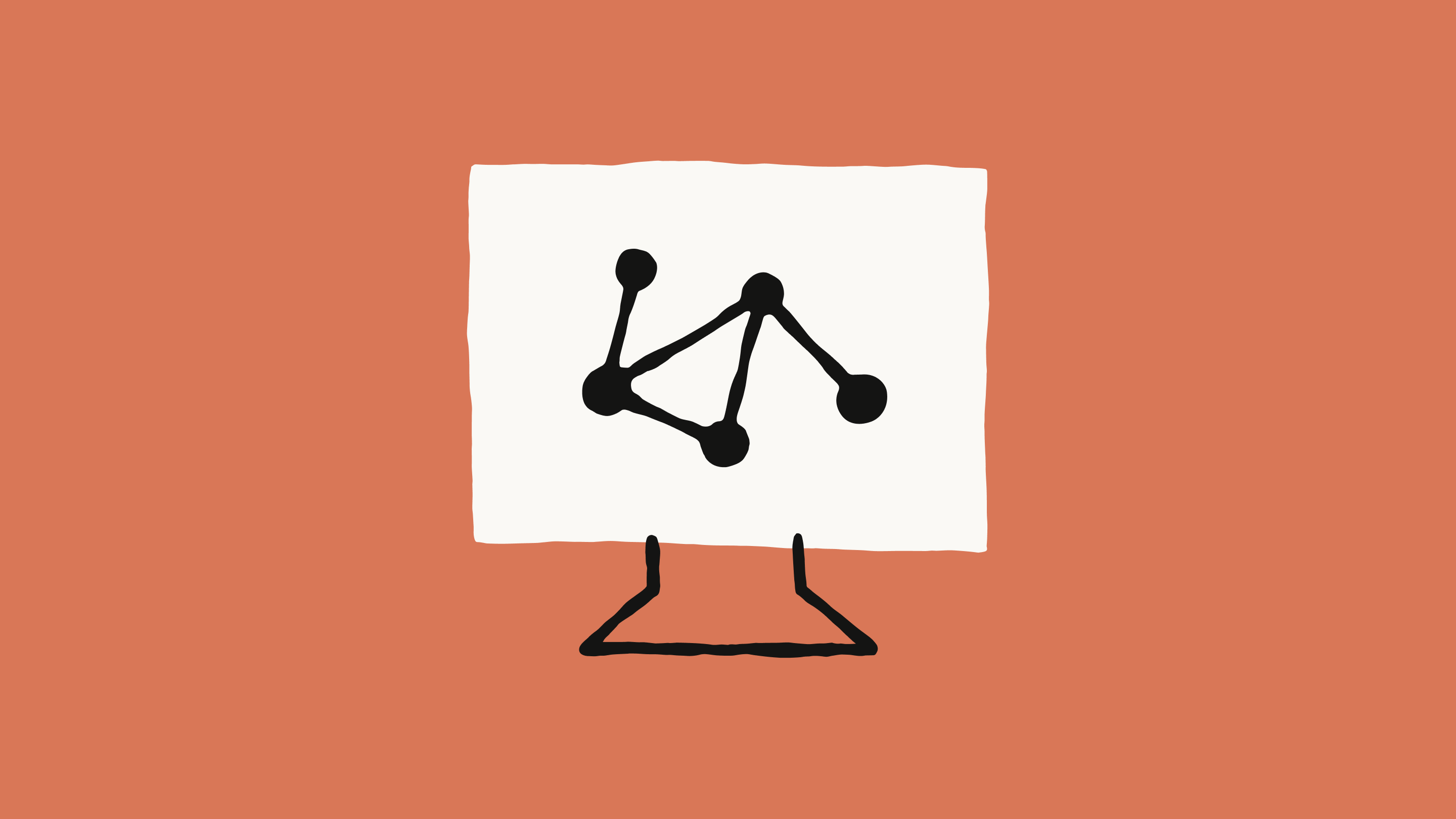 Anthropic's title card for Claude Science: a hand-drawn monitor with a node graph on its screen, on a coral background.